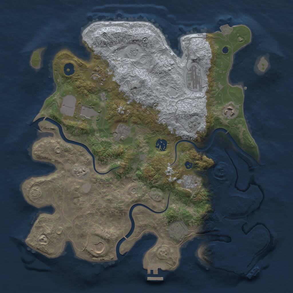 Rust Map: Procedural Map, Size: 3750, Seed: 1911645477, 16 Monuments