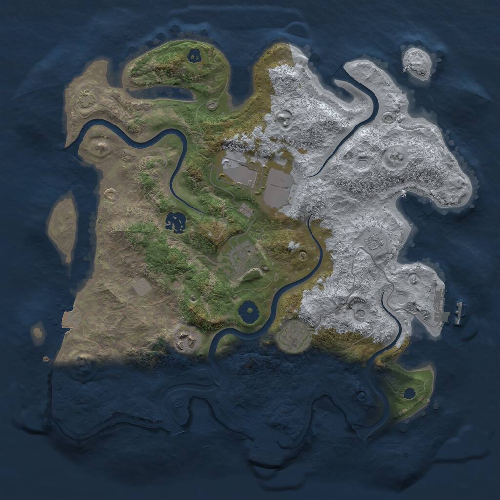 Rust Map: Procedural Map, Size: 3500, Seed: 18662295, 11 Monuments