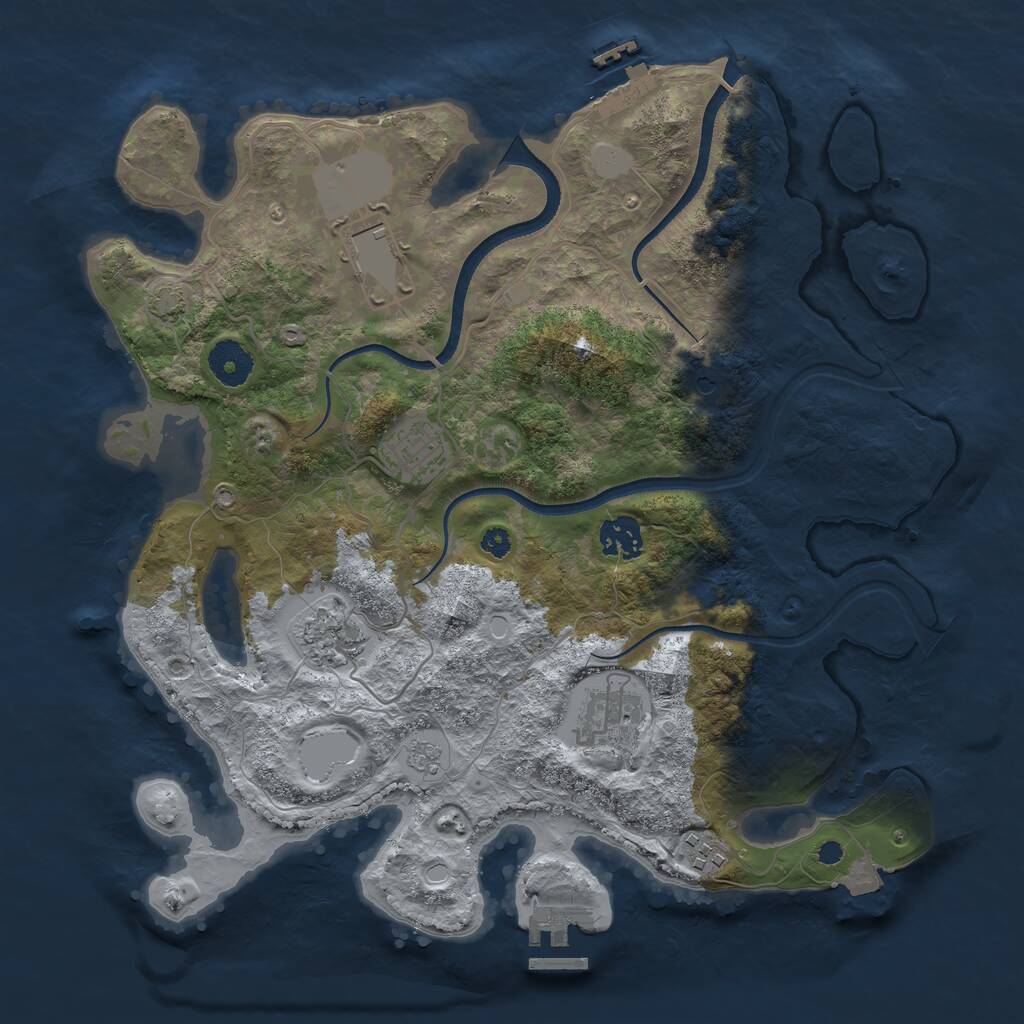 Rust Map: Procedural Map, Size: 3500, Seed: 524812931, 12 Monuments