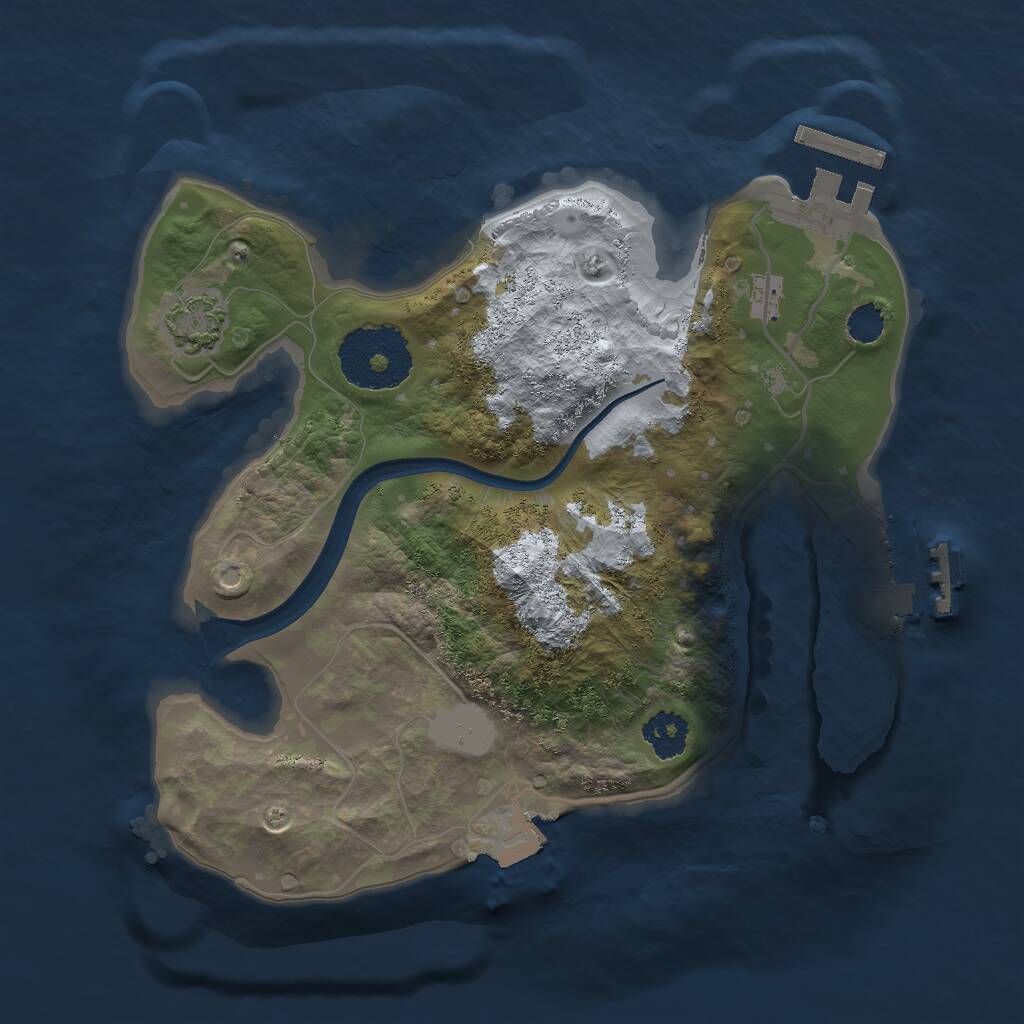 Rust Map: Procedural Map, Size: 2250, Seed: 27365, 4 Monuments