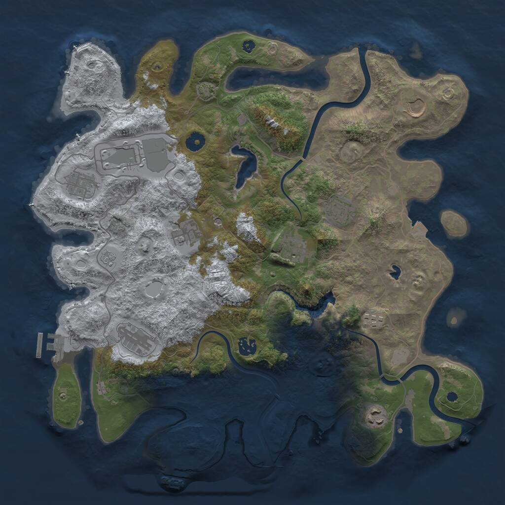 Rust Map: Procedural Map, Size: 4000, Seed: 571434390, 16 Monuments