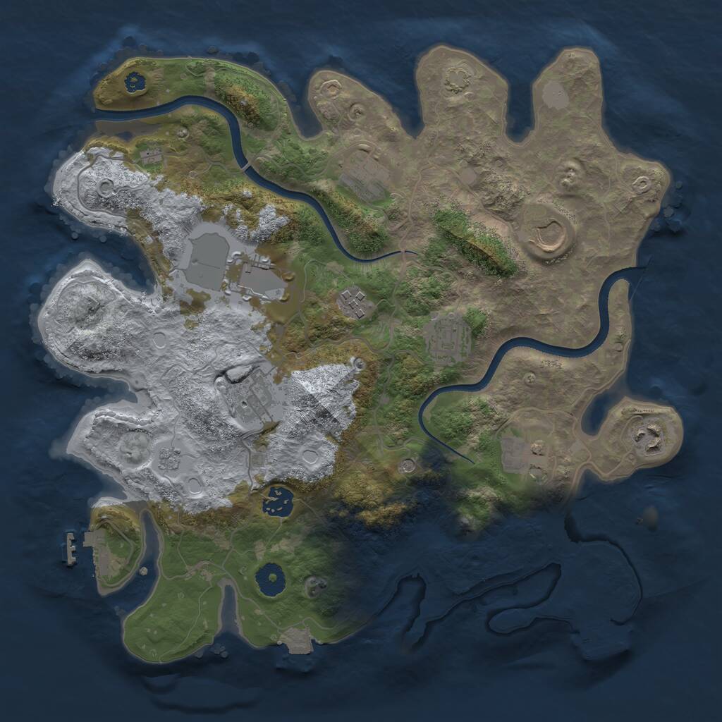 Rust Map: Procedural Map, Size: 3500, Seed: 1788695596, 15 Monuments