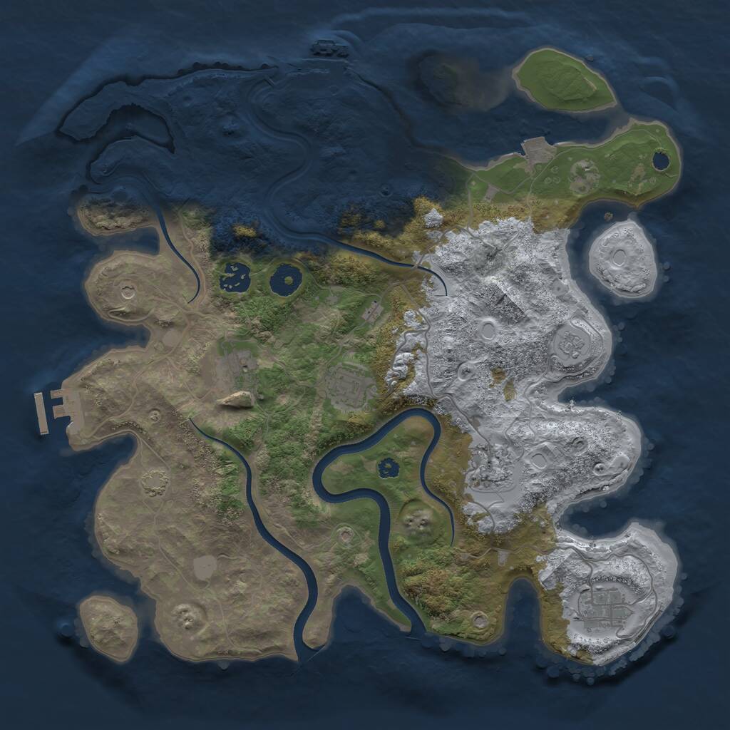 Rust Map: Procedural Map, Size: 3500, Seed: 18656, 11 Monuments
