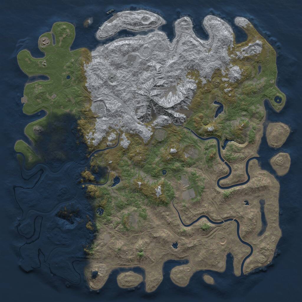 Rust Map: Procedural Map, Size: 6000, Seed: 1206429046, 17 Monuments