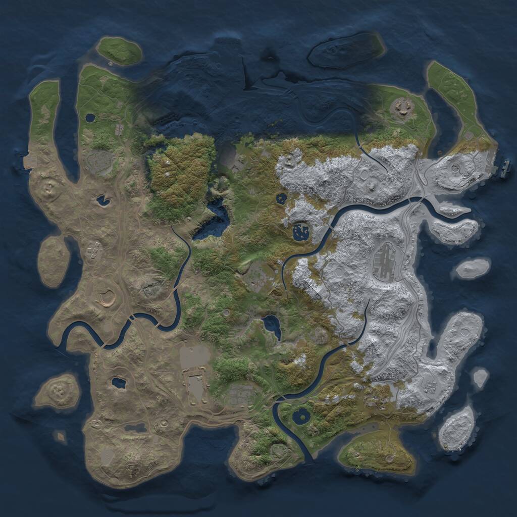 Rust Map: Procedural Map, Size: 4550, Seed: 573535, 17 Monuments