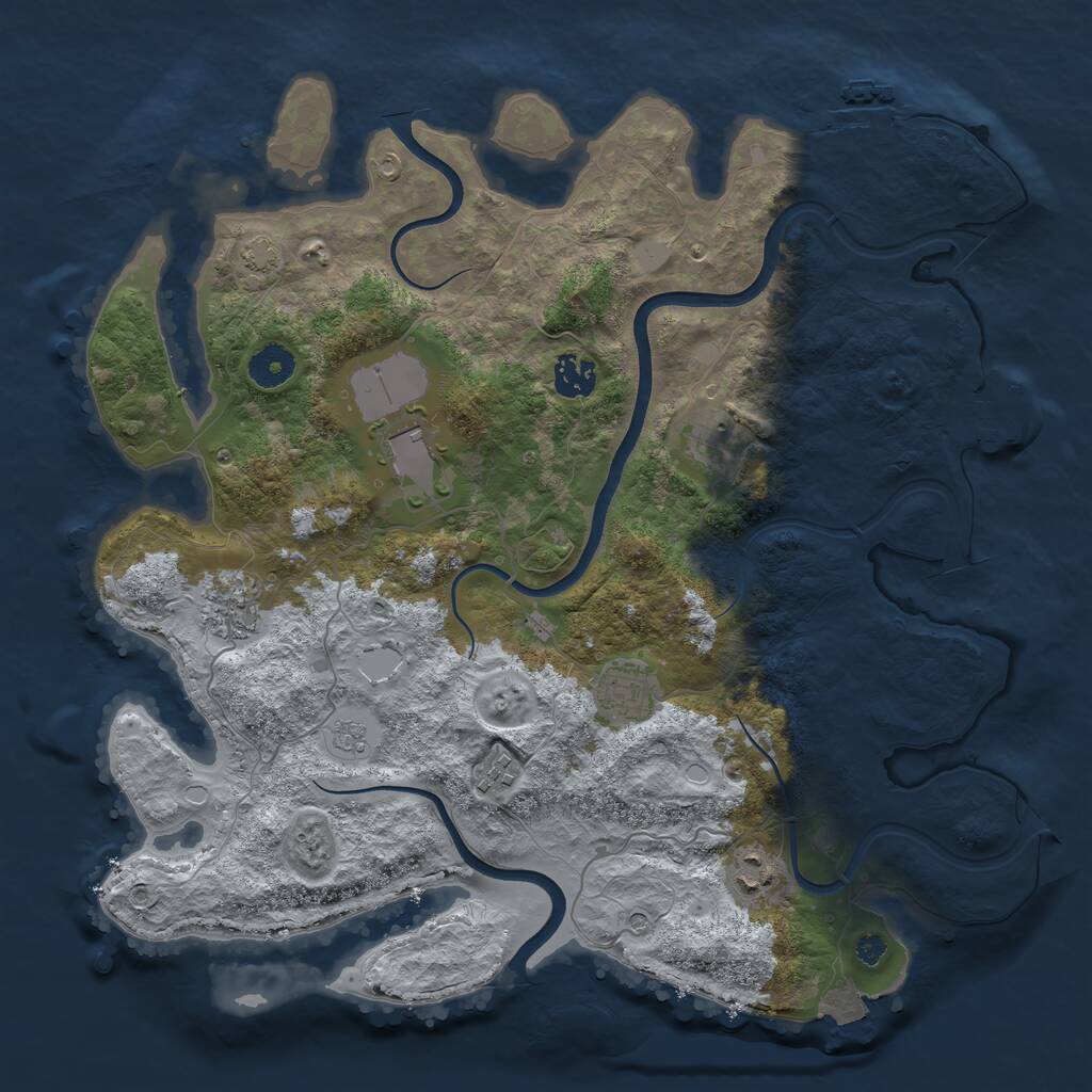 Rust Map: Procedural Map, Size: 3750, Seed: 1501964991, 13 Monuments