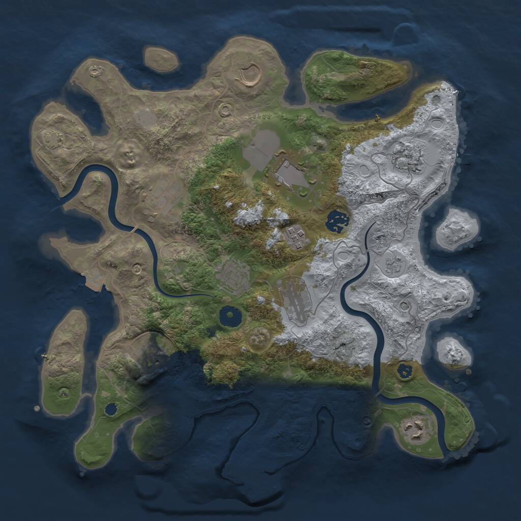 Rust Map: Procedural Map, Size: 3500, Seed: 1686095314, 15 Monuments