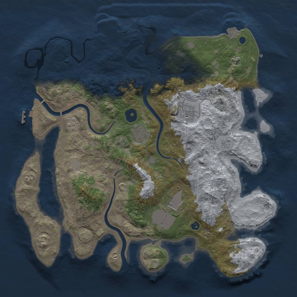 Rust Map: Procedural Map, Size: 3500, Seed: 1995088271, 10 Monuments