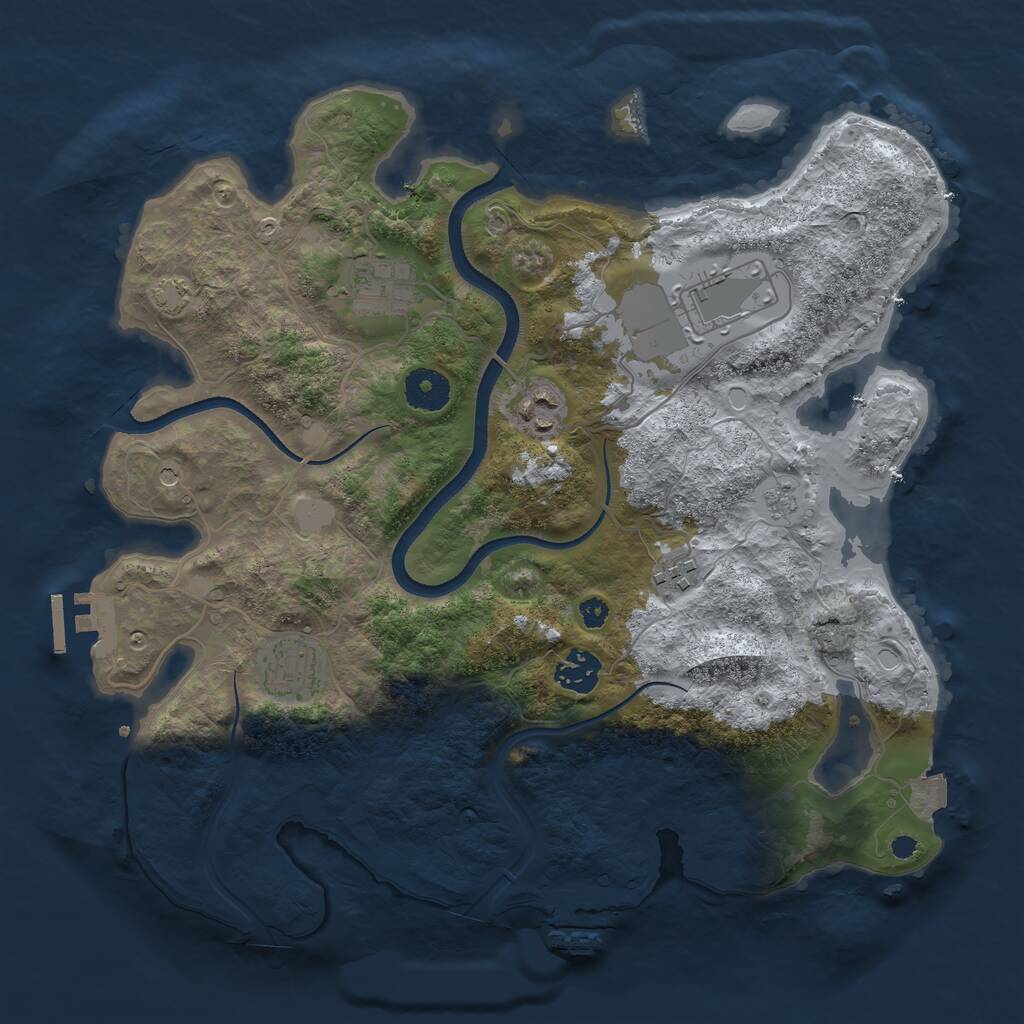 Rust Map: Procedural Map, Size: 3500, Seed: 1866229, 12 Monuments