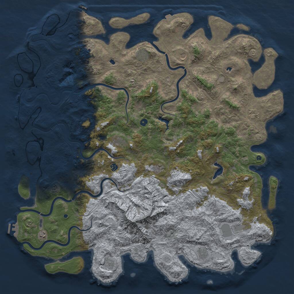 Rust Map: Procedural Map, Size: 6000, Seed: 51973, 17 Monuments