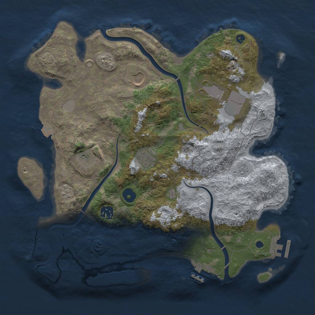 Rust Map: Procedural Map, Size: 3500, Seed: 186622, 12 Monuments