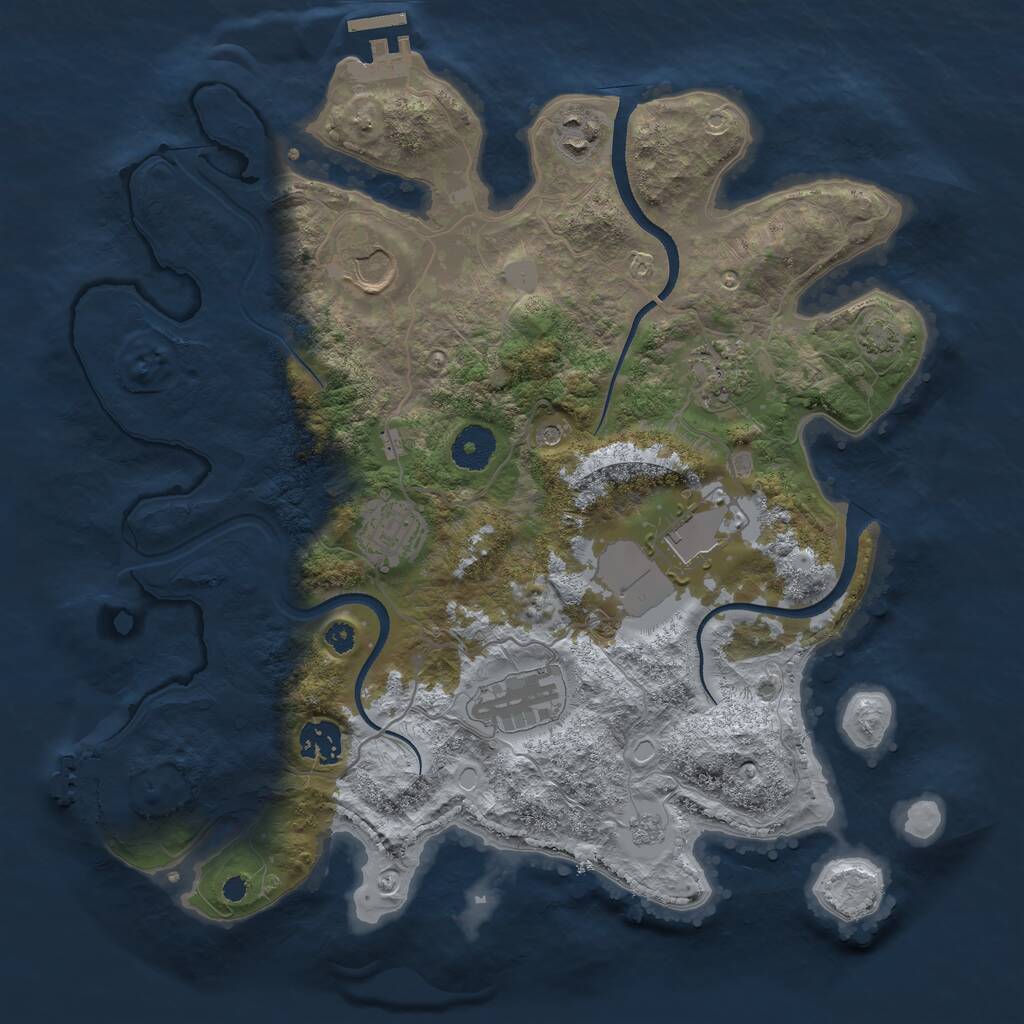 Rust Map: Procedural Map, Size: 3500, Seed: 987372663, 13 Monuments