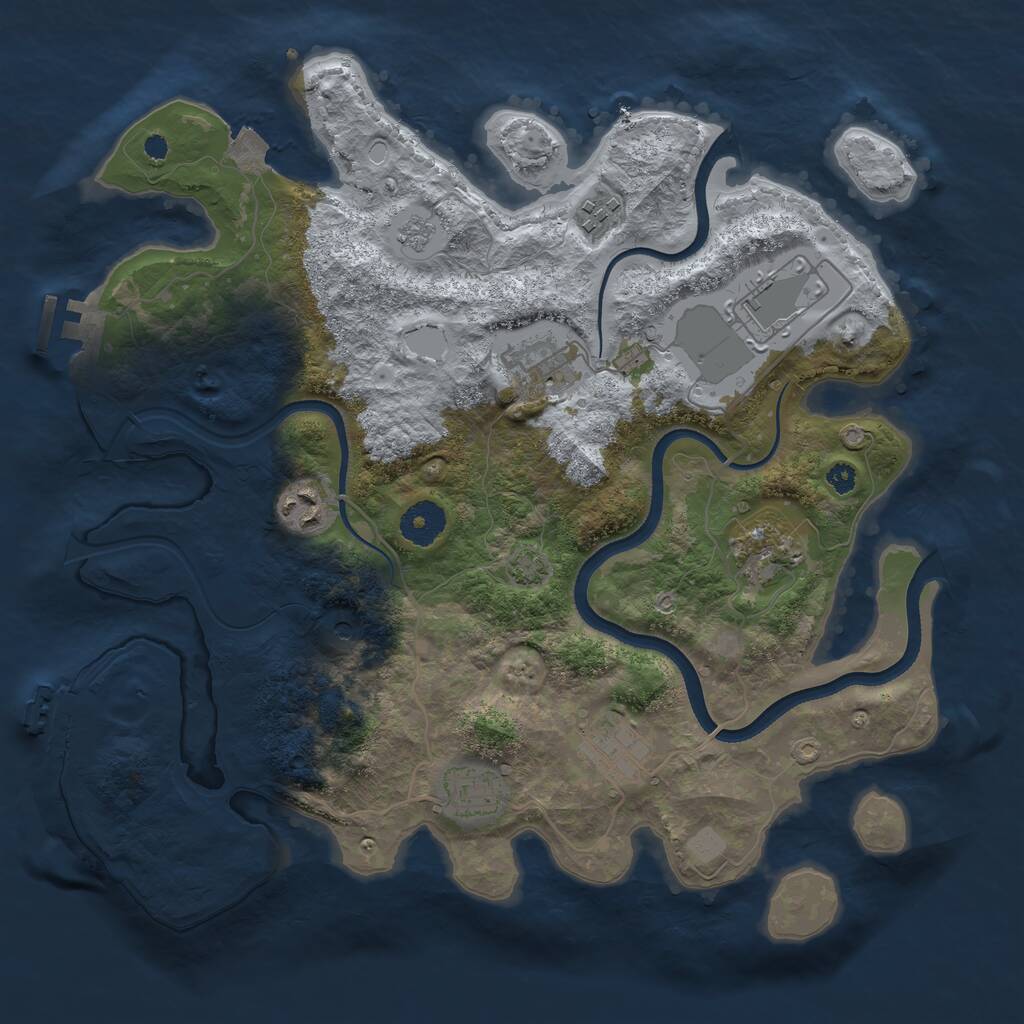 Rust Map: Procedural Map, Size: 3500, Seed: 875817783, 13 Monuments