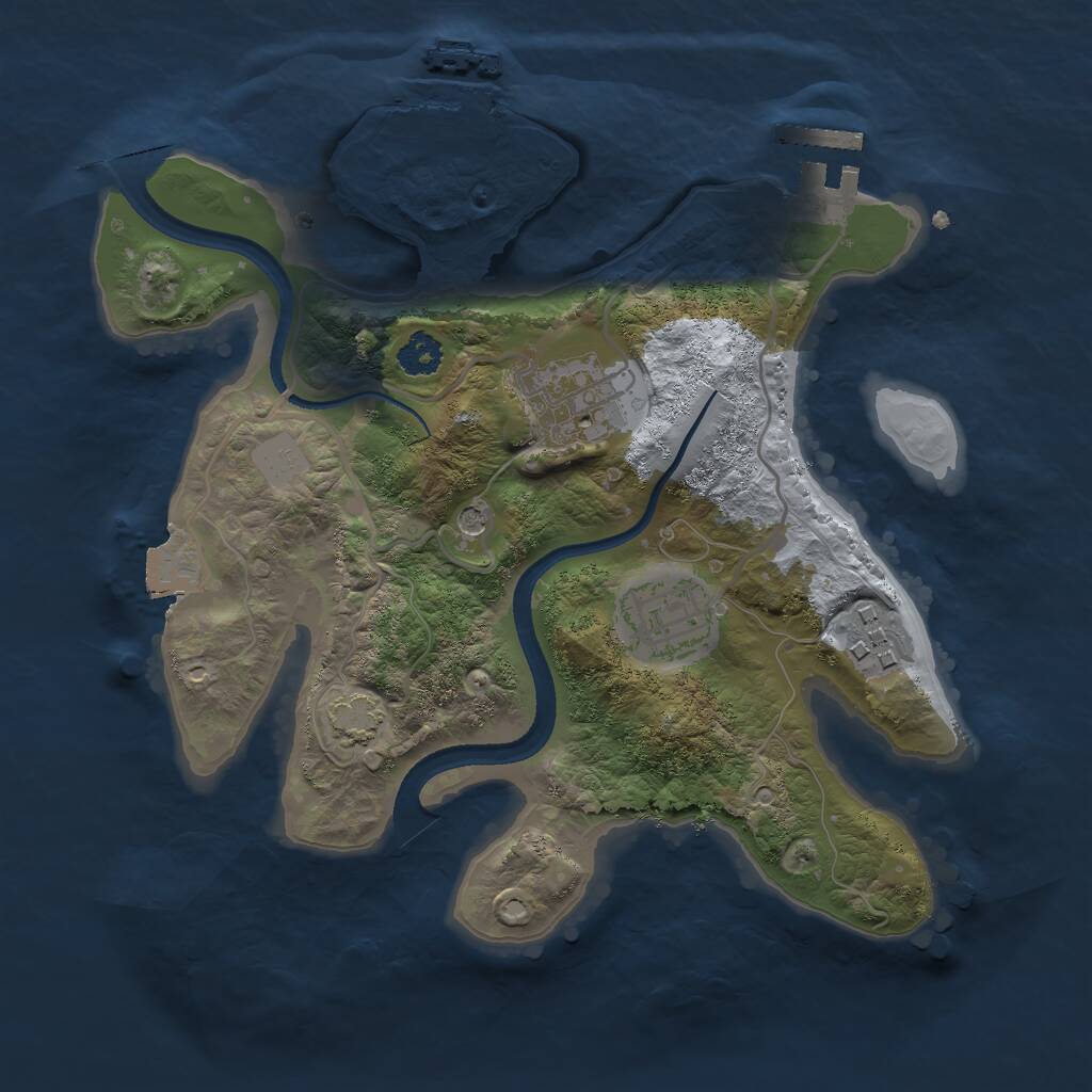 Rust Map: Procedural Map, Size: 2500, Seed: 1580914593, 8 Monuments