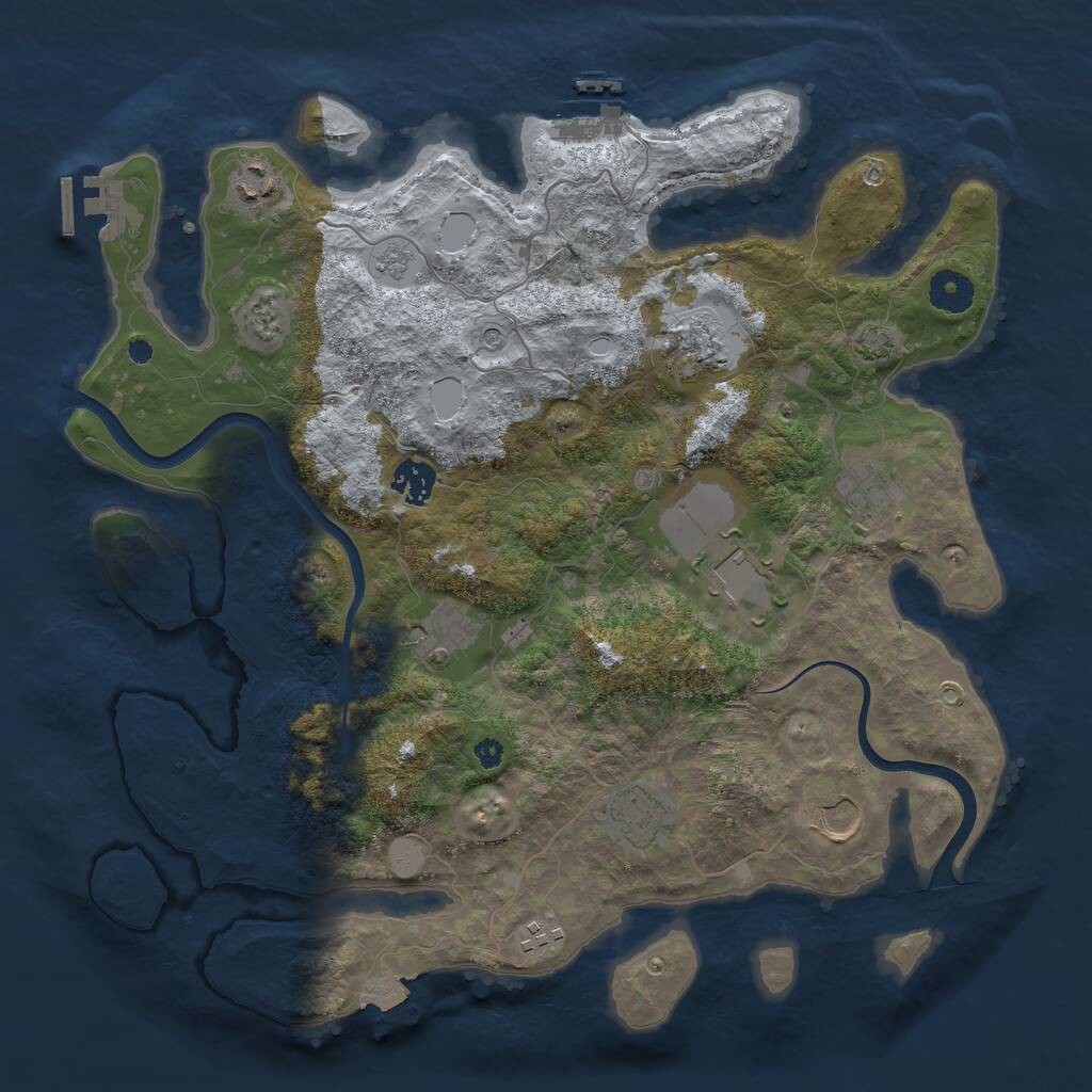 Rust Map: Procedural Map, Size: 3750, Seed: 1065681054, 15 Monuments