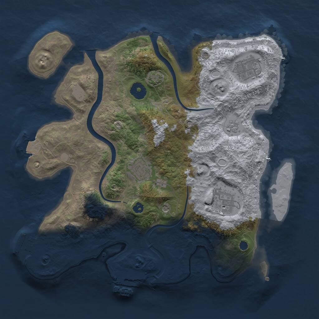 Rust Map: Procedural Map, Size: 3000, Seed: 1206951991, 9 Monuments