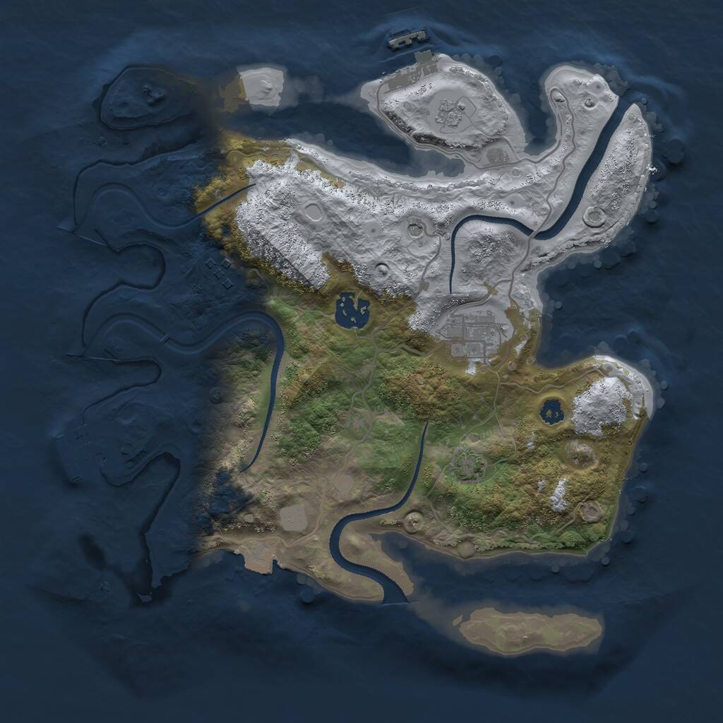 Rust Map: Procedural Map, Size: 3000, Seed: 1386593709, 9 Monuments