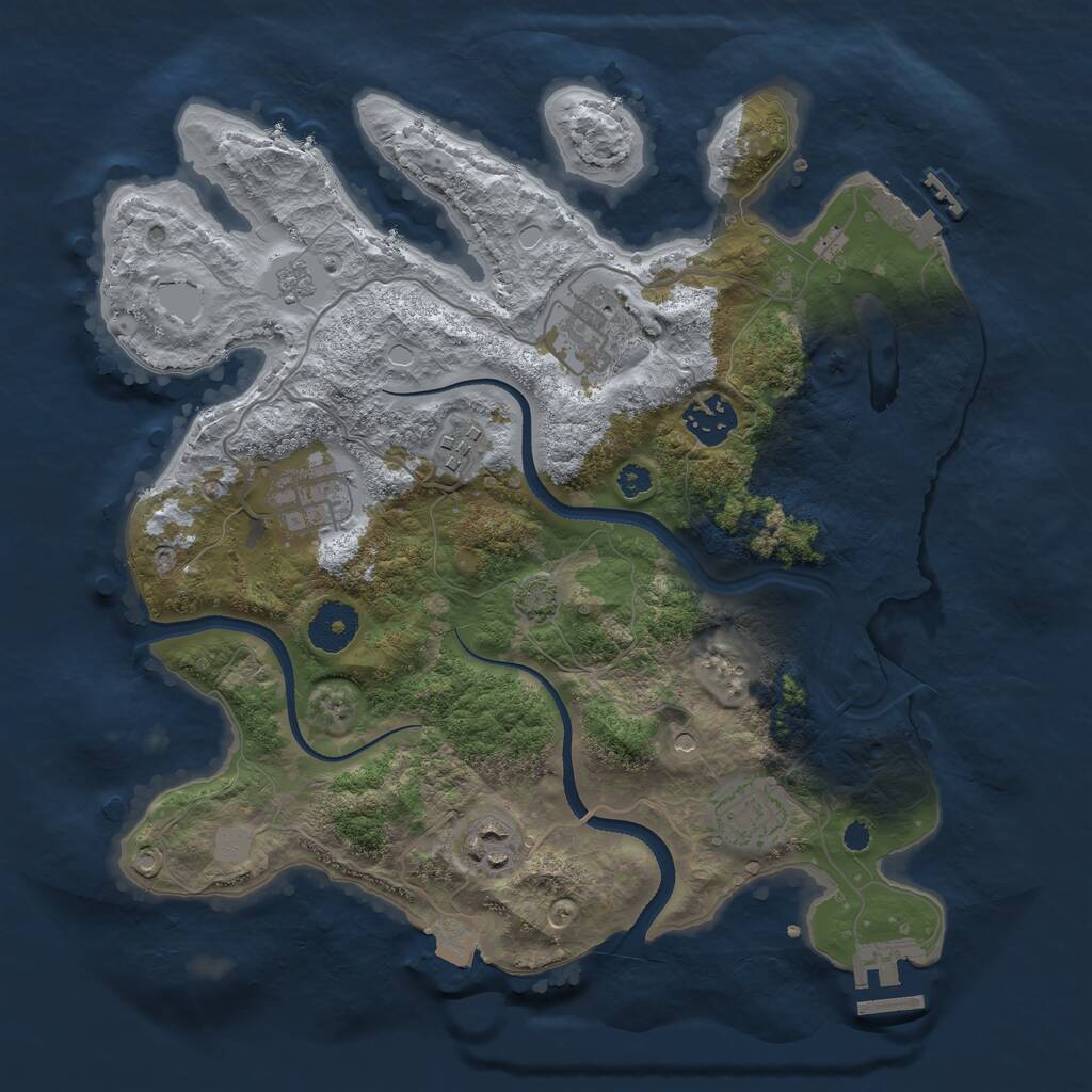 Rust Map: Procedural Map, Size: 3300, Seed: 1499992880, 12 Monuments