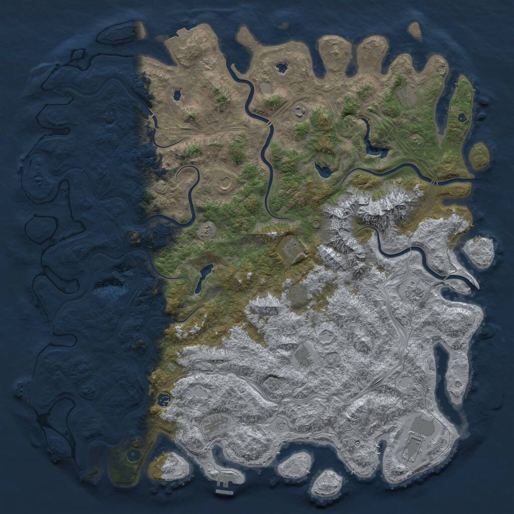 Rust Map: Procedural Map, Size: 6000, Seed: 956594657, 17 Monuments