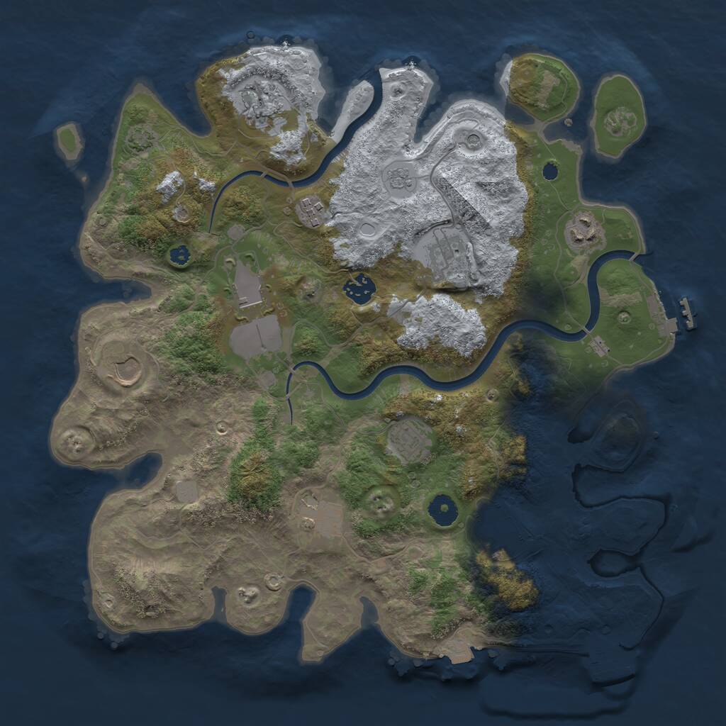 Rust Map: Procedural Map, Size: 3700, Seed: 1491177551, 16 Monuments