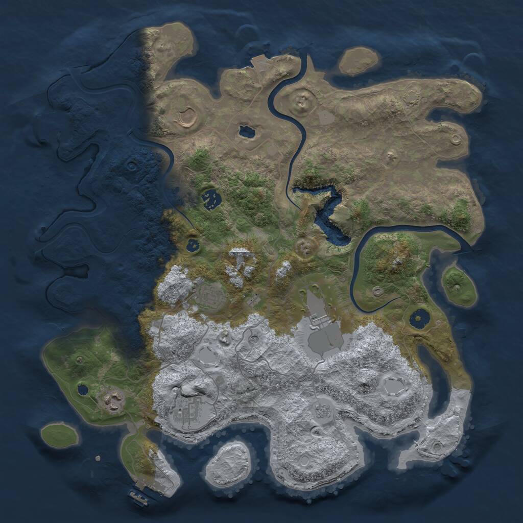 Rust Map: Procedural Map, Size: 4000, Seed: 1227087027, 12 Monuments
