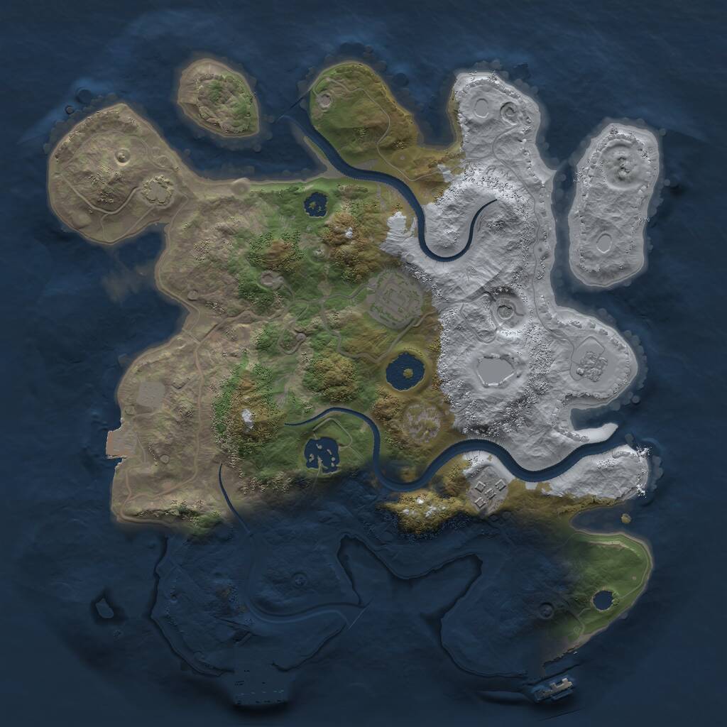 Rust Map: Procedural Map, Size: 3000, Seed: 569887171, 9 Monuments