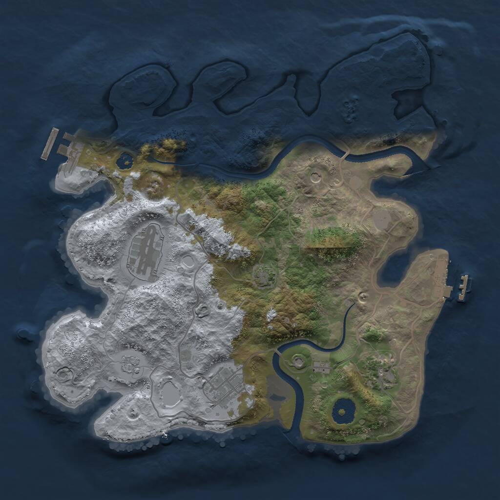 Rust Map: Procedural Map, Size: 3000, Seed: 2140877210, 9 Monuments