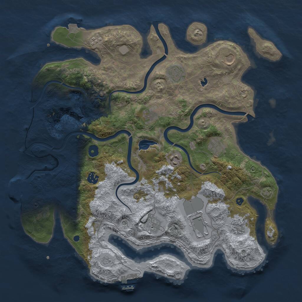 Rust Map: Procedural Map, Size: 4000, Seed: 182900704, 16 Monuments