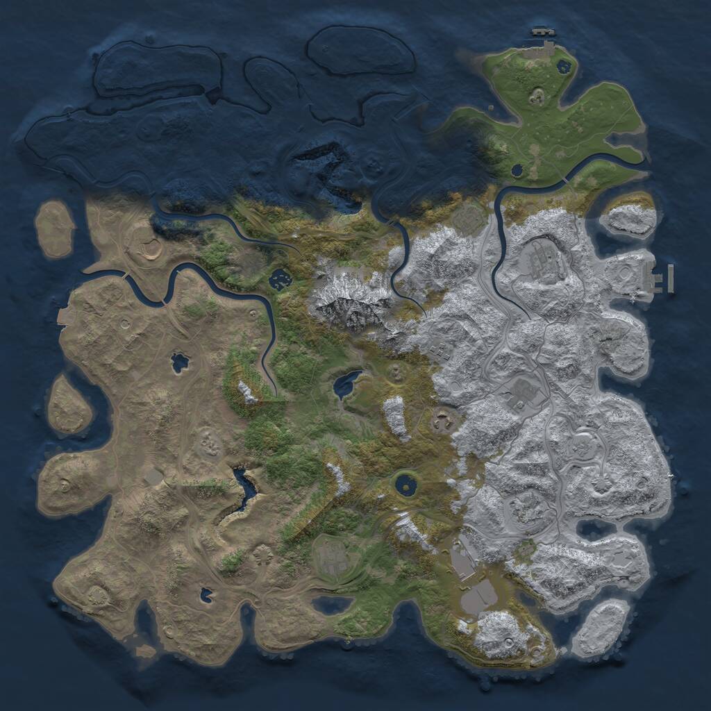 Rust Map: Procedural Map, Size: 5000, Seed: 1516822662, 16 Monuments