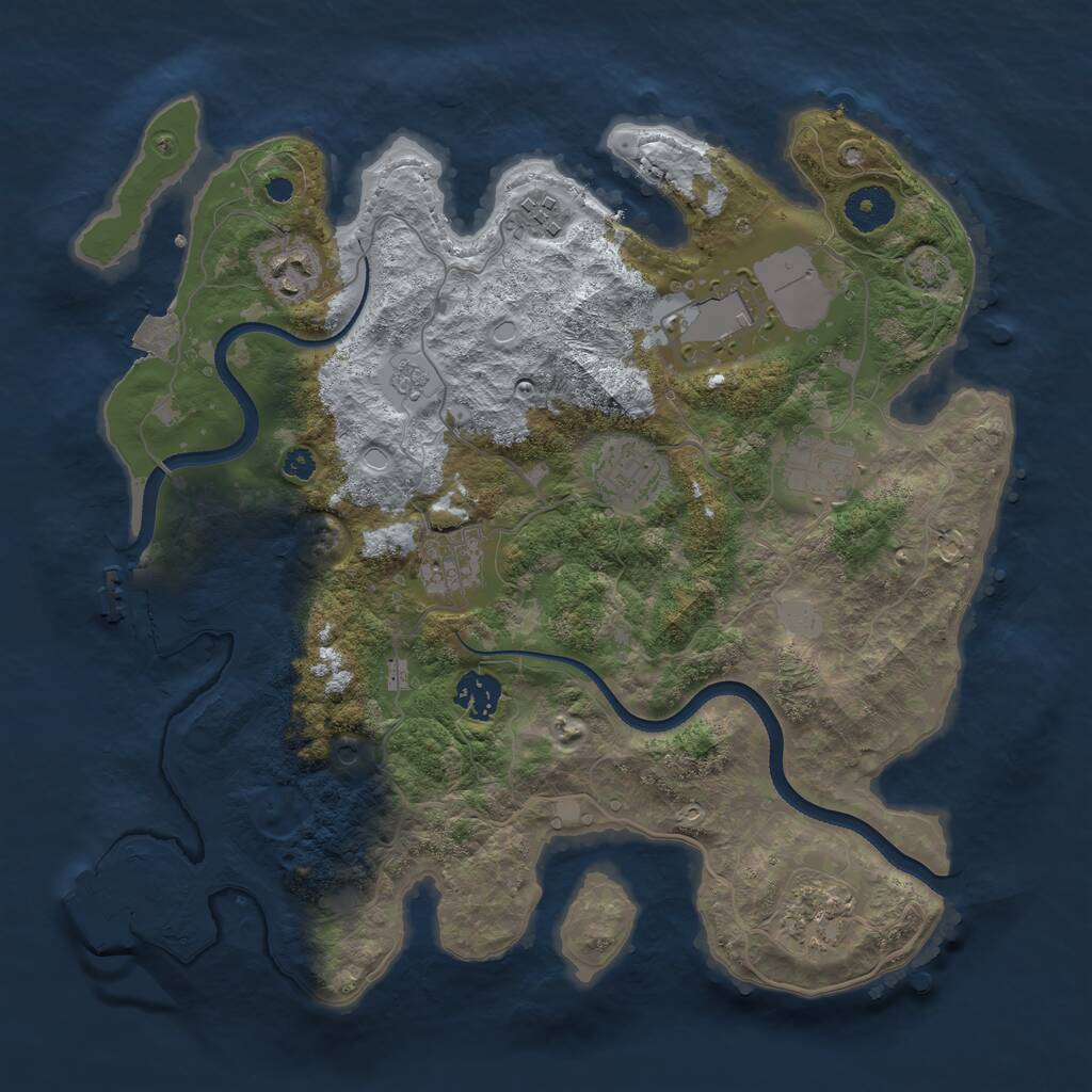 Rust Map: Procedural Map, Size: 3500, Seed: 7072831, 14 Monuments