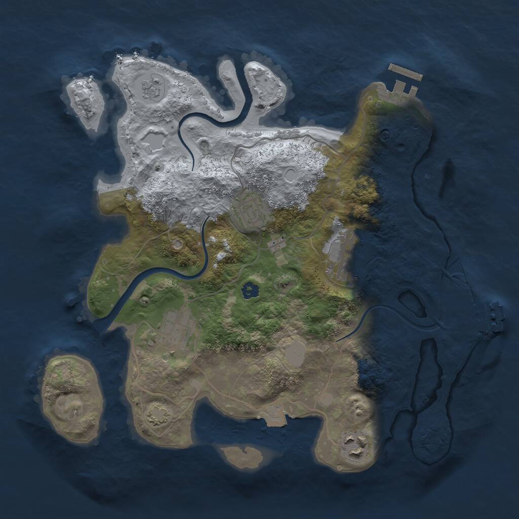 Rust Map: Procedural Map, Size: 3000, Seed: 1250588115, 9 Monuments