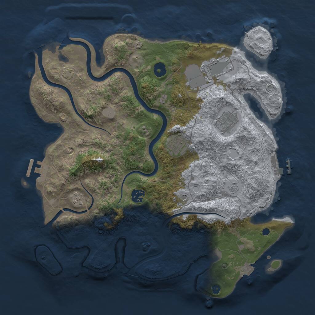Rust Map: Procedural Map, Size: 3500, Seed: 615497897, 11 Monuments