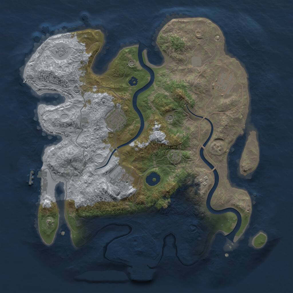 Rust Map: Procedural Map, Size: 3200, Seed: 571434390, 10 Monuments