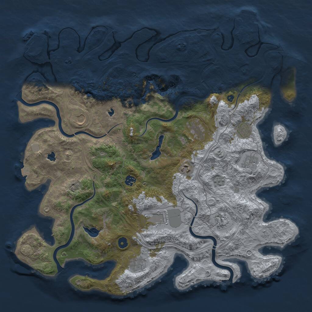 Rust Map: Procedural Map, Size: 4500, Seed: 264253740, 16 Monuments