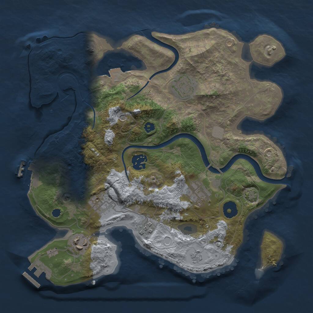Rust Map: Procedural Map, Size: 3000, Seed: 20250601, 12 Monuments