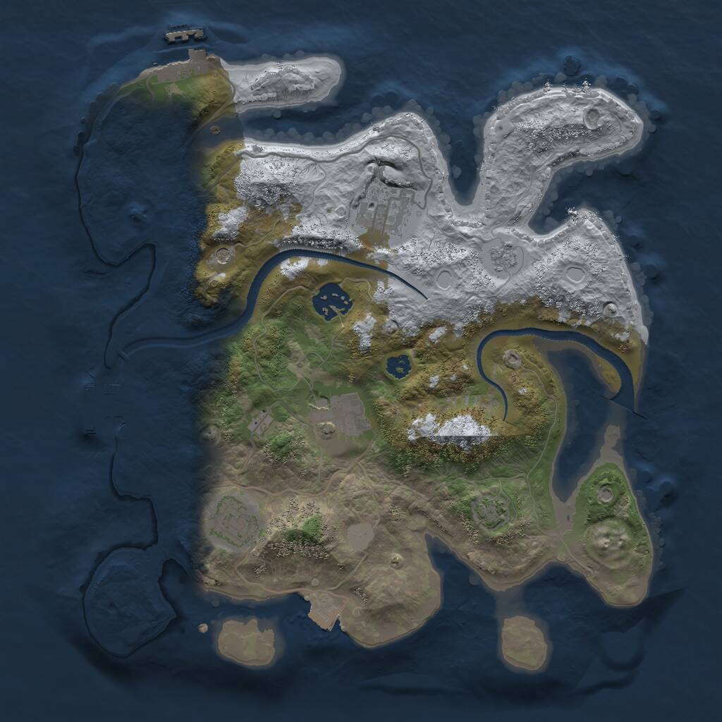 Rust Map: Procedural Map, Size: 3000, Seed: 1371665989, 10 Monuments