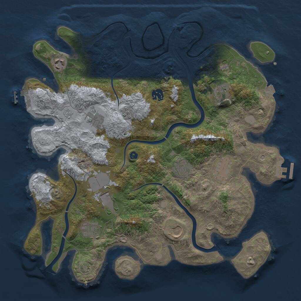 Rust Map: Procedural Map, Size: 3750, Seed: 1404684046, 16 Monuments