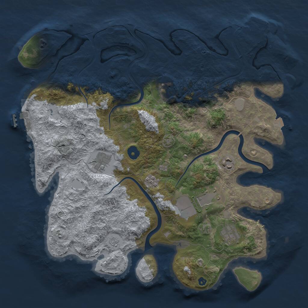 Rust Map: Procedural Map, Size: 3700, Seed: 897303785, 12 Monuments