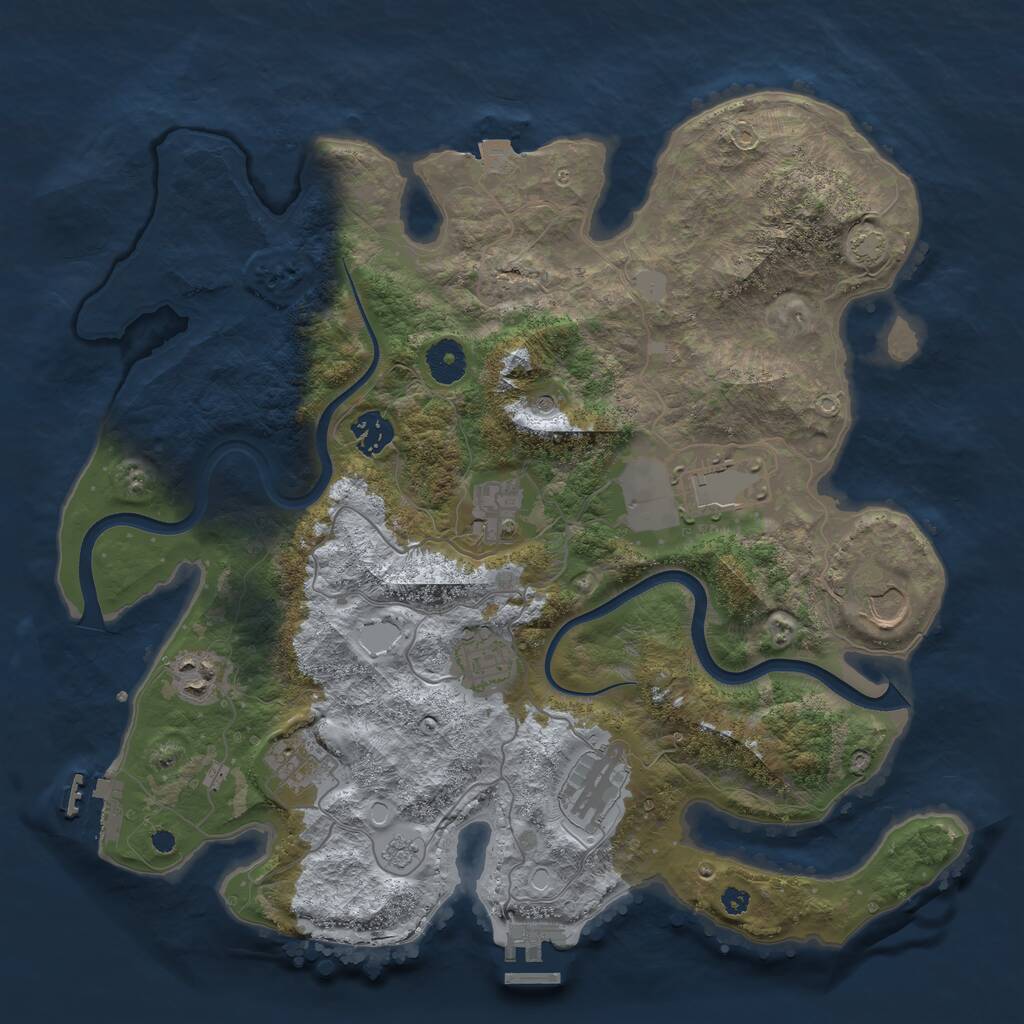 Rust Map: Procedural Map, Size: 3700, Seed: 1618273031, 14 Monuments