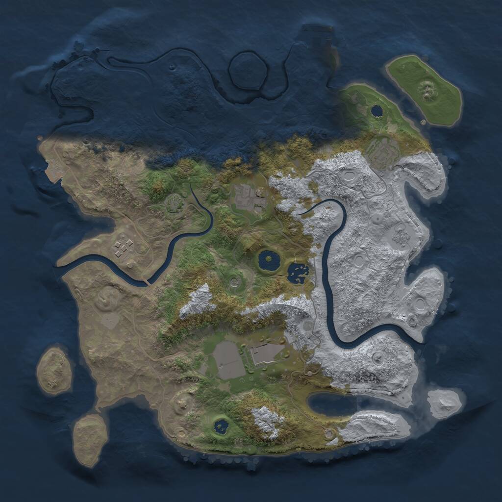 Rust Map: Procedural Map, Size: 3500, Seed: 962372100, 10 Monuments