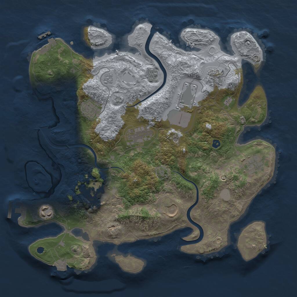Rust Map: Procedural Map, Size: 3500, Seed: 50524, 15 Monuments