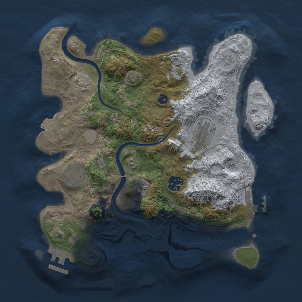 Rust Map: Procedural Map, Size: 3000, Seed: 1187328078, 10 Monuments