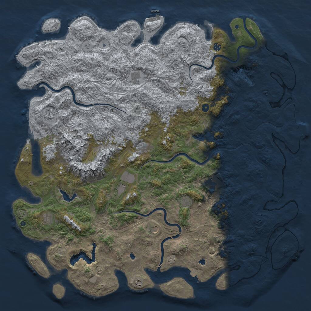 Rust Map: Procedural Map, Size: 6000, Seed: 1112671200, 17 Monuments