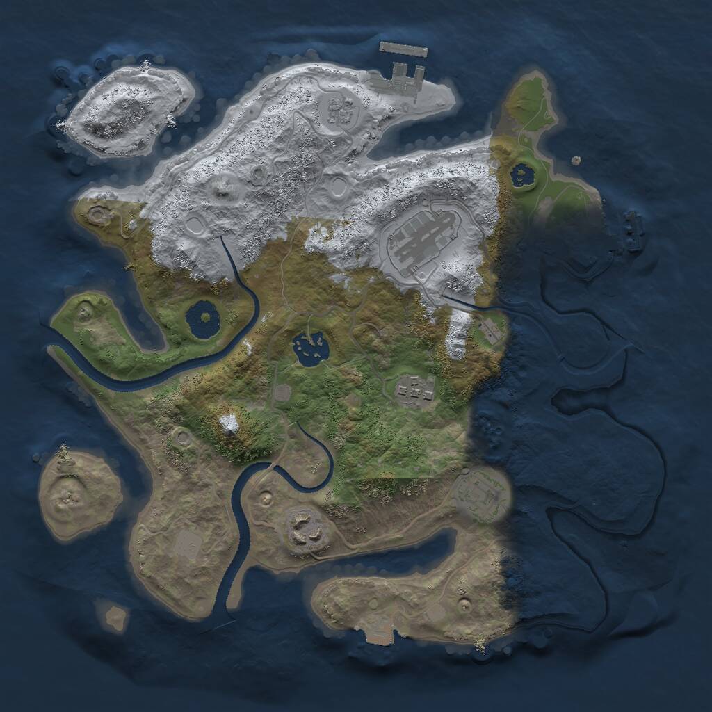 Rust Map: Procedural Map, Size: 3000, Seed: 1007540926, 9 Monuments