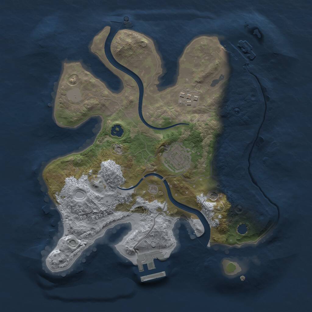 Rust Map: Procedural Map, Size: 2500, Seed: 124924849, 6 Monuments