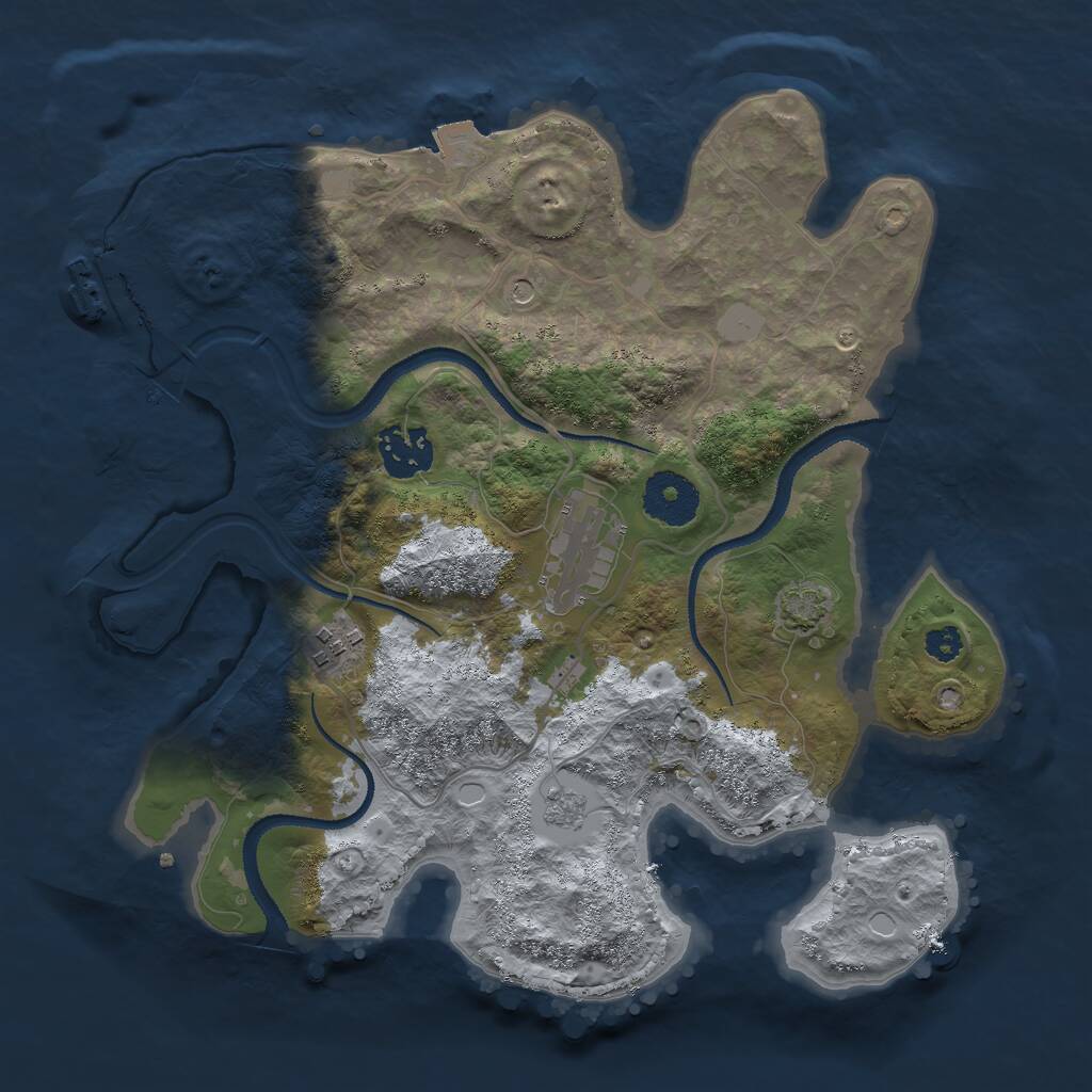 Rust Map: Procedural Map, Size: 3000, Seed: 1219202406, 8 Monuments