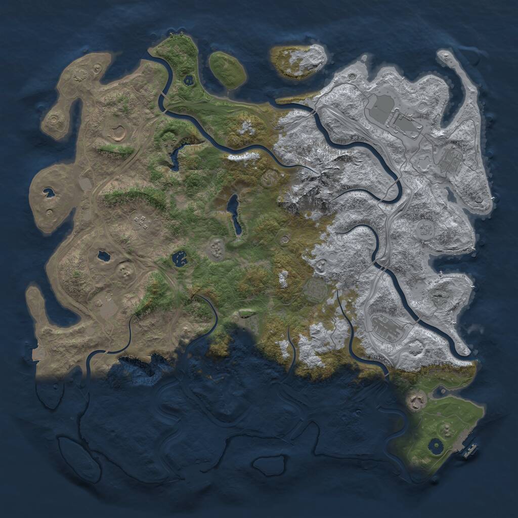 Rust Map: Procedural Map, Size: 5000, Seed: 101875, 16 Monuments