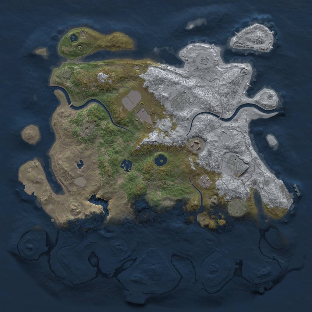 Rust Map: Procedural Map, Size: 4000, Seed: 649653435, 13 Monuments