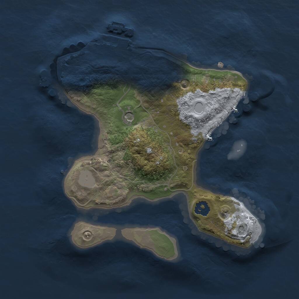 Rust Map: Procedural Map, Size: 2000, Seed: 1908667290, 3 Monuments