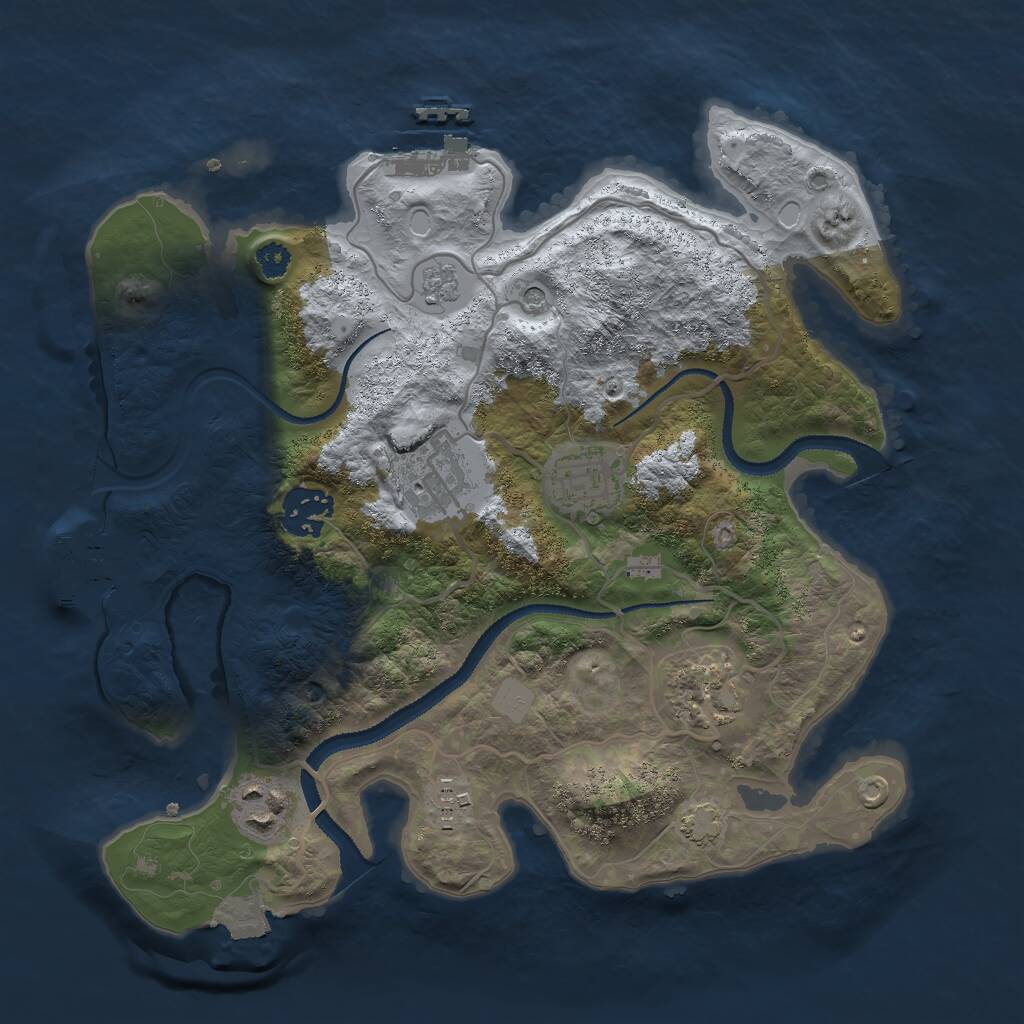 Rust Map: Procedural Map, Size: 3000, Seed: 909707420, 12 Monuments